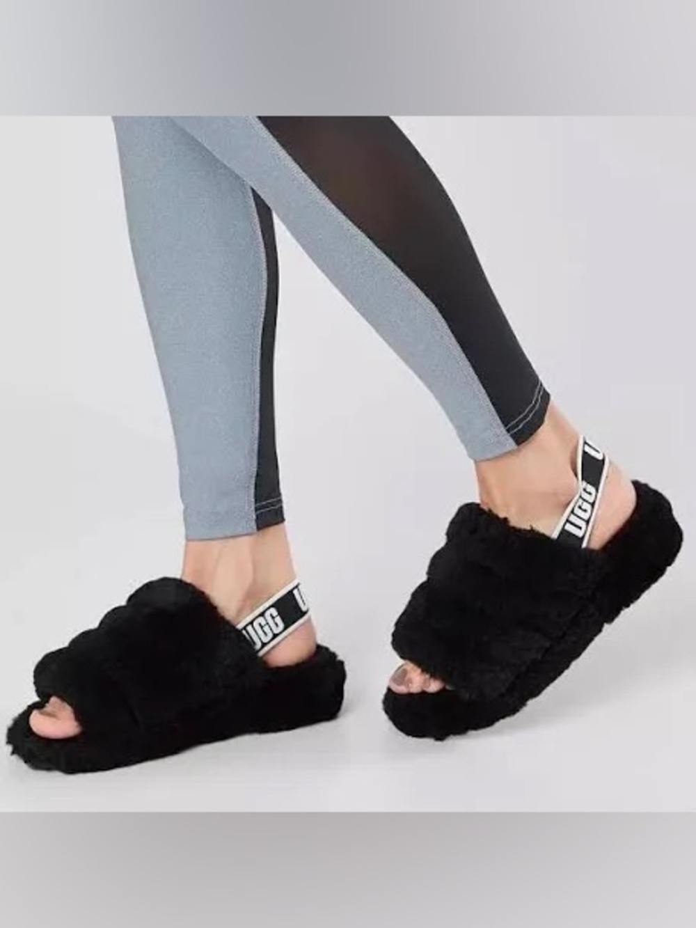 UGG Black Shearling Slingback Slide - Plush Open-Toe Comfort